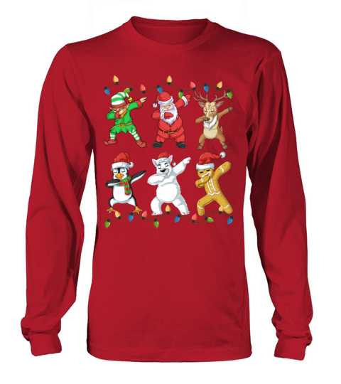 Dabbing Santa Elf Friends Christmas Women's Long Sleeve