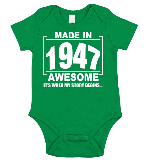 ITS TIME MY STORY BEGINS - AWESOME - MADE IN 1947 Short Sleeve Baby One-Piece