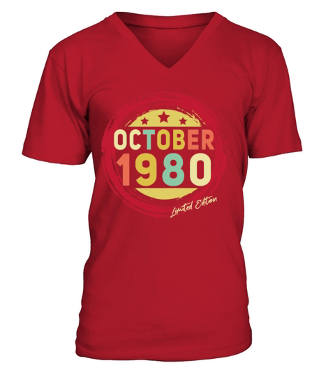 Born October 1980 Vintage Gift Men's V-Neck T-shirt