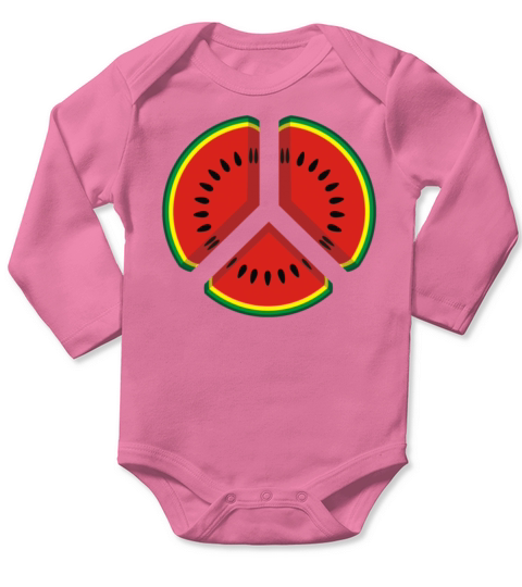 Watermelon Peace Sign Long Sleeve Baby One-Piece