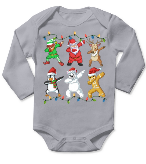 Dabbing Santa Elf Friends Christmas Long Sleeve Baby One-Piece