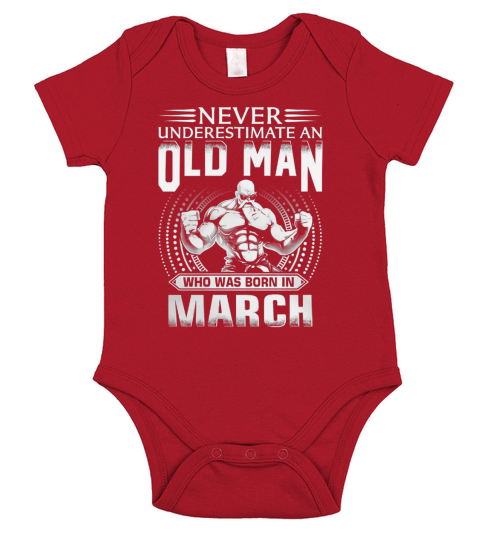 Old Man Who Was Born In March Short Sleeve Baby One-Piece