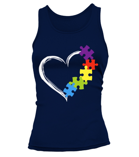 Love Ribbon Heart Puzzle Autism Awareness autism Women's Tank Top