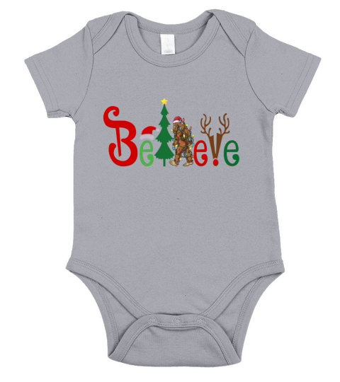 Santa Bigfoot believe Merry Christmas Short Sleeve Baby One-Piece
