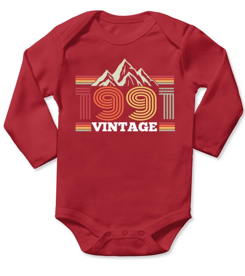 Vintage 1991 Birthday Mountains Hiking Climbing Long Sleeve Baby One-Piece