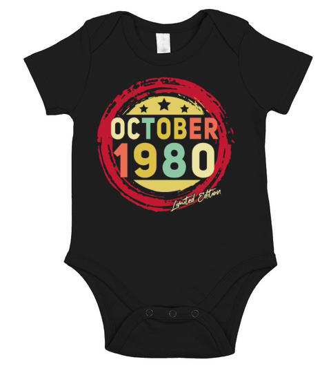 Born October 1980 Vintage Gift Short Sleeve Baby One-Piece