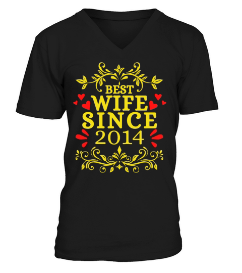 Best Wife Since 2014Wedding Anniversary Gift 2014 Men's V-Neck T-shirt