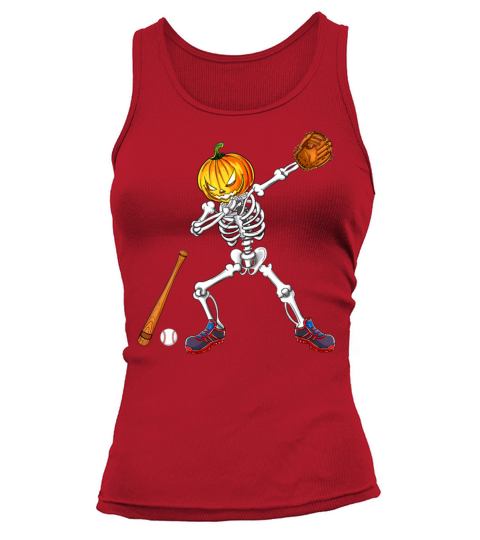 Dabbing Skeleton Pumpkin Baseball Halloween Women's Tank Top