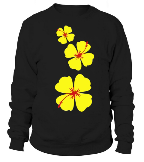 three hibiscus tropical flowers in a row down Women's Sweatshirt