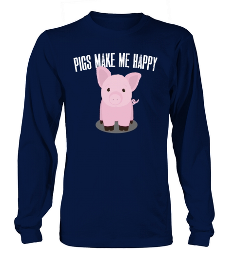 Cute Pig Swine Happy Hog Grunter Funny Animal Gift Men's Long Sleeve