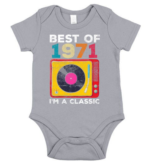1971 Born Vintage 50th Birthday Vinyls Classic Mus Short Sleeve Baby One-Piece