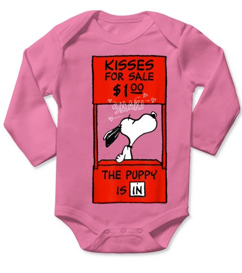 FUnny Peanuts Snoopy Kisses Valentines Long Sleeve Baby One-Piece