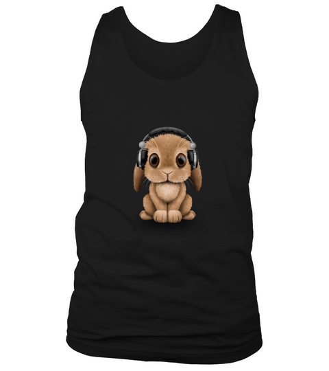 Cute Baby Bunny Dj Wearing Headphones shirt Tank Top Unisex