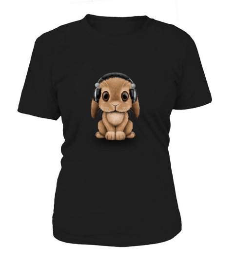 Cute Baby Bunny Dj Wearing Headphones shirt Women's T-Shirt
