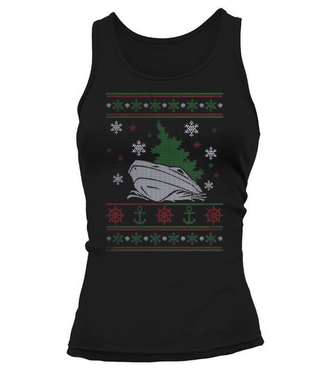 Ugly Christmas Sweater Boat Through The Snow  Boating Tank top Woman
