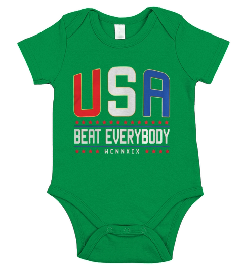 USA Beat Everybody American Flag Color TShirt Short Sleeve Baby One-Piece