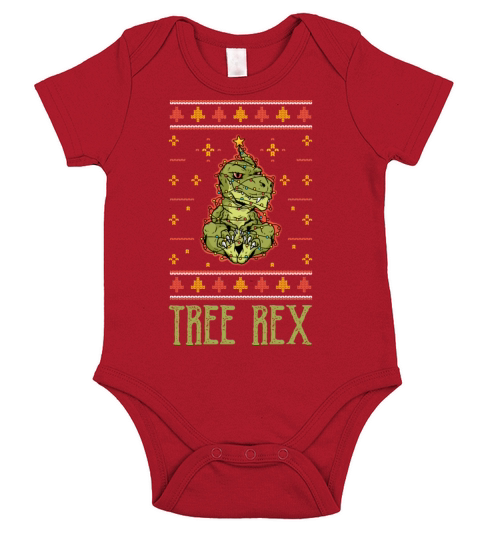 Dinosaur Funny Ugly Christmas Sweater Gift Short Sleeve Baby One-Piece