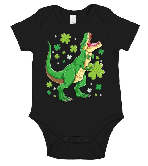 St Patricks Trex Day For Boys Kids Gift Dinosaur Short Sleeve Baby One-Piece