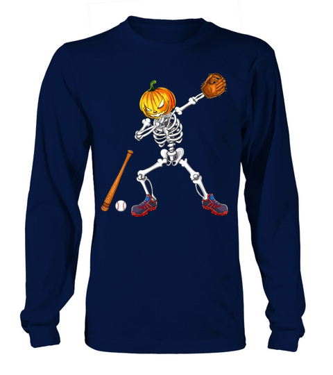 Dabbing Skeleton Pumpkin Baseball Halloween Women's Long Sleeve