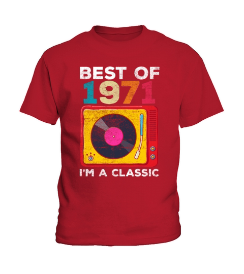 1971 Born Vintage 50th Birthday Vinyls Classic Mus Kids T-Shirt