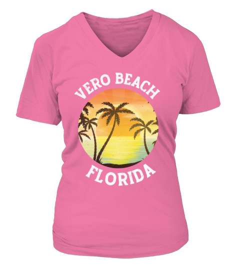 Vintage Vero Beach Florida Retro 70s 80s Souvenir Women's V-Neck T-shirt