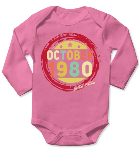 Born October 1980 Vintage Gift Long Sleeve Baby One-Piece