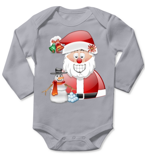 Merry Christmas father christmas with snowman Long Sleeve Baby One-Piece