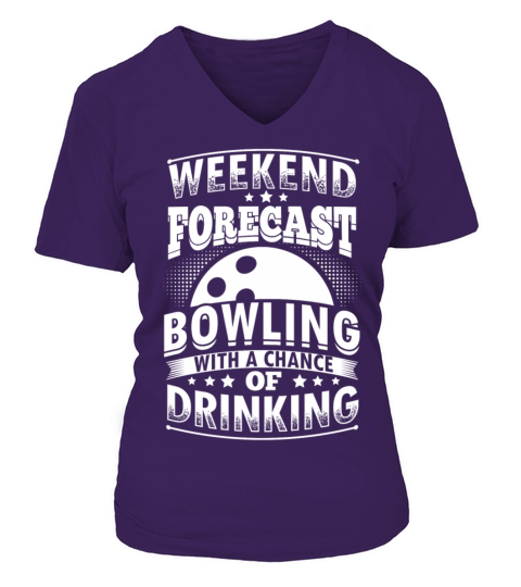 Funny Bowling Bowler Shirt Forecast Women's V-Neck T-shirt