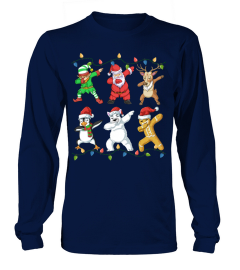 Dabbing Santa Elf Friends Christmas Men's Long Sleeve