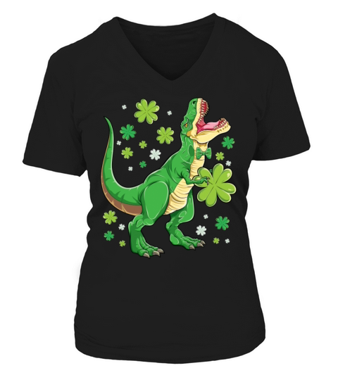 St Patricks Trex Day For Boys Kids Gift Dinosaur Women's V-Neck T-shirt