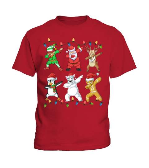 Dabbing Santa Elf Friends Christmas Kids T-Shirt
