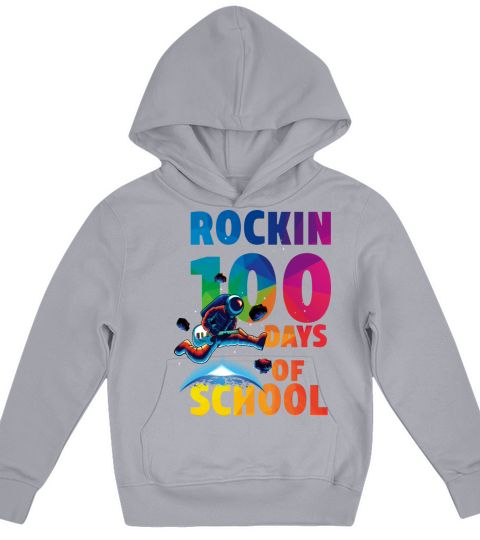 Rockin 100 Days Of School Astronaut playing Guitar Kids Hoodie