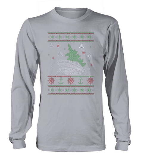 Ugly Christmas Sweater Boat Through The Snow  Boating Long sleeved Unisex