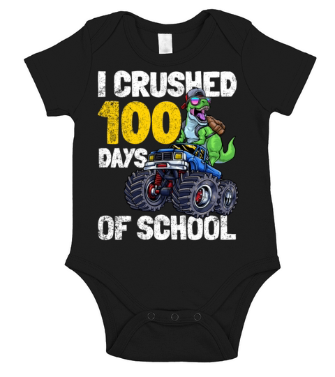100 Days of School Dinosaur Excavator Short Sleeve Baby One-Piece