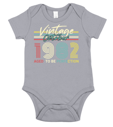Born 1982 October Vintage Gift Idea Short Sleeve Baby One-Piece