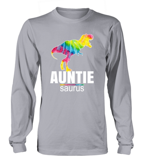 Auntie Saurus Design Cute Tie Dye Dinosaur Gift Men's Long Sleeve