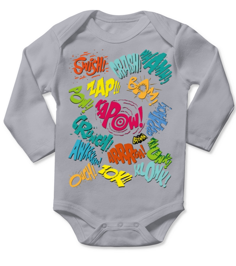 DC Comics Batman Sound Effects Crash Crunch Long Sleeve Baby One-Piece