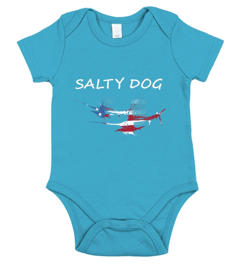 Salty Dog American Flag Marlin Skeletons Short Sleeve Baby One-Piece