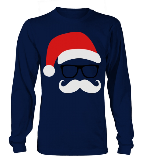 Funny Santa Claus with nerd glasses and mustache Women's Long Sleeve