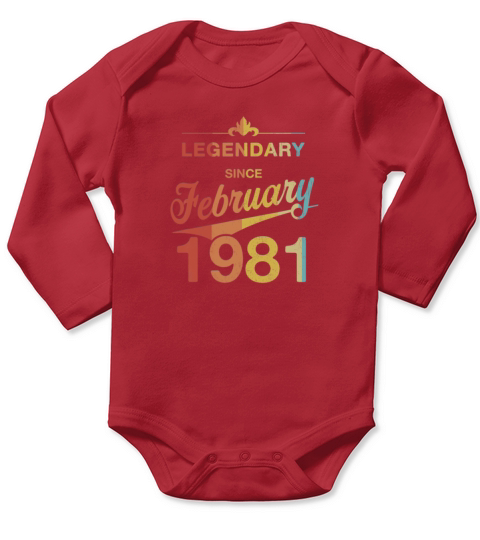 Vintage Born in February 1981 Gift 40th Birthday Long Sleeve Baby One-Piece