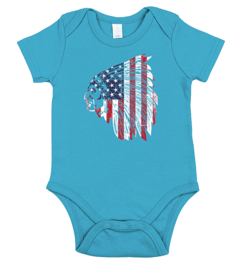 Native American Indian USA Flag Short Sleeve Baby One-Piece