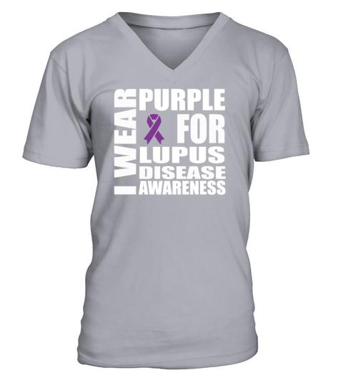 Lupus Disease Purple Awareness Ribbon Men's V-Neck T-shirt