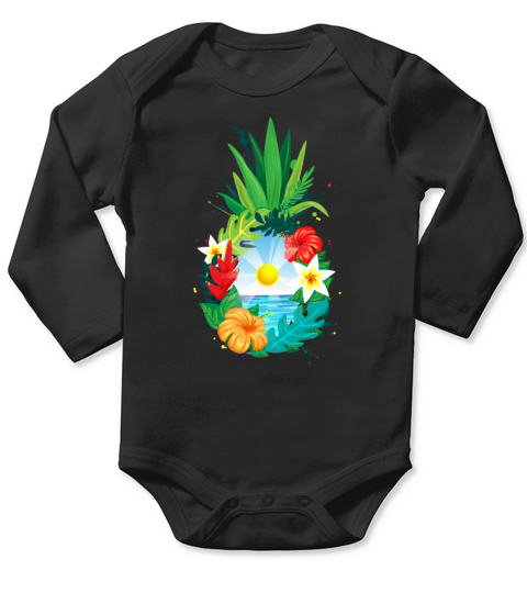 Pineapple flowers Ocean Gift tropical Hawaii Girl Long Sleeve Baby One-Piece