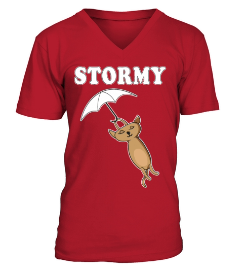 Cat with umbrella stormy Men's V-Neck T-shirt