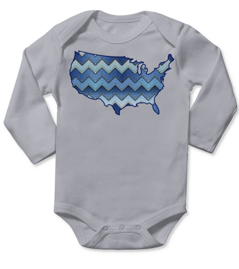 America Map Denim Long Sleeve Baby One-Piece