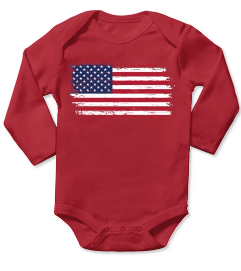 USA - AMERICAN FLAG Long Sleeve Baby One-Piece