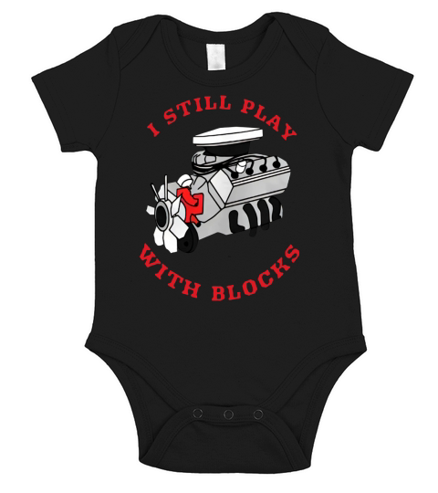 Plays with Blocks Shirt for Men that love car engines Short Sleeve Baby One-Piece