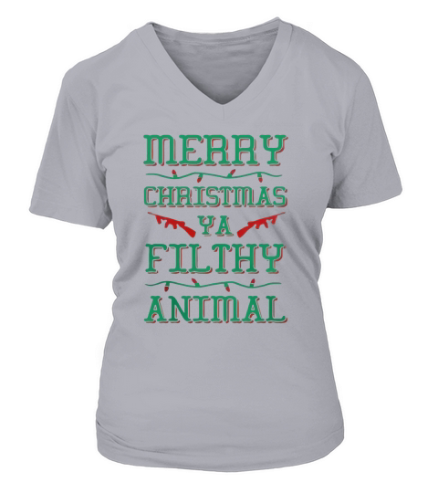 MERRY CHRISTMAS YA FILTHY ANIMAL BASEBALL SHIRT t-shirt V-neck T-Shirt Woman
