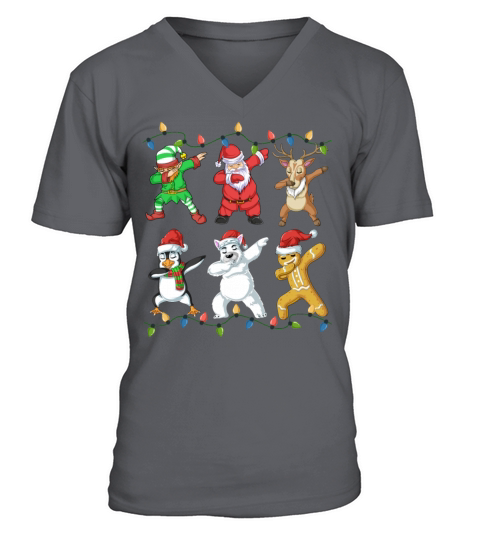 Dabbing Santa Elf Friends Christmas Men's V-Neck T-shirt