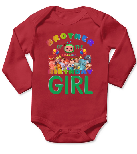 Brother Of The Cocomelon Birthday Girl Long Sleeve Baby One-Piece
